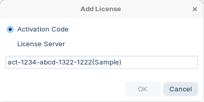 Add License dialog